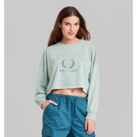 Wild Fable Slate Slate Blue Long Sleeve Heavy Knit T-Shirt Size XXS relax fit - Picture 3 of 14